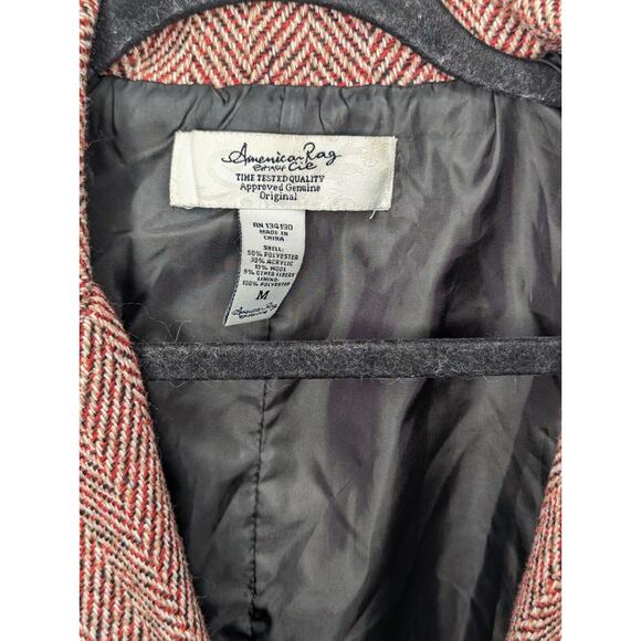 American Rag Womens Size Medium Red Tweed Suit Jacket Blazer One Button Closure - Picture 2 of 8